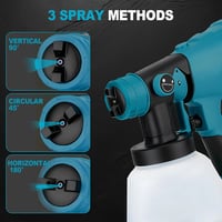 CDIYTOOL Vezeték Nélküli Festékszóró Bosch 18V Akkumulátorhoz - HVLP Kézi Szórópisztoly 4 Fúvókával, 1000ml Tartállyal Falakhoz, Kerítéshez, 4