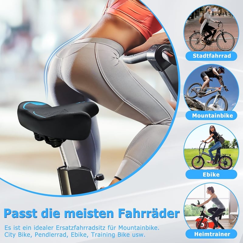 CDYWD Ergonomikus Kerékpár Nyereg Extra Széles Puha Párnázott Férfi Női Univerzális - blue
