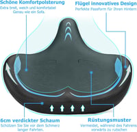 CDYWD Ergonomikus Kerékpár Nyereg Extra Széles Puha Párnázott Férfi Női Univerzális - blue 4
