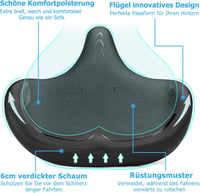 CDYWD Ergonomikus Kerékpár Nyereg Extra Széles Puha Párnázott Férfi Női Univerzális - 2-Black 4