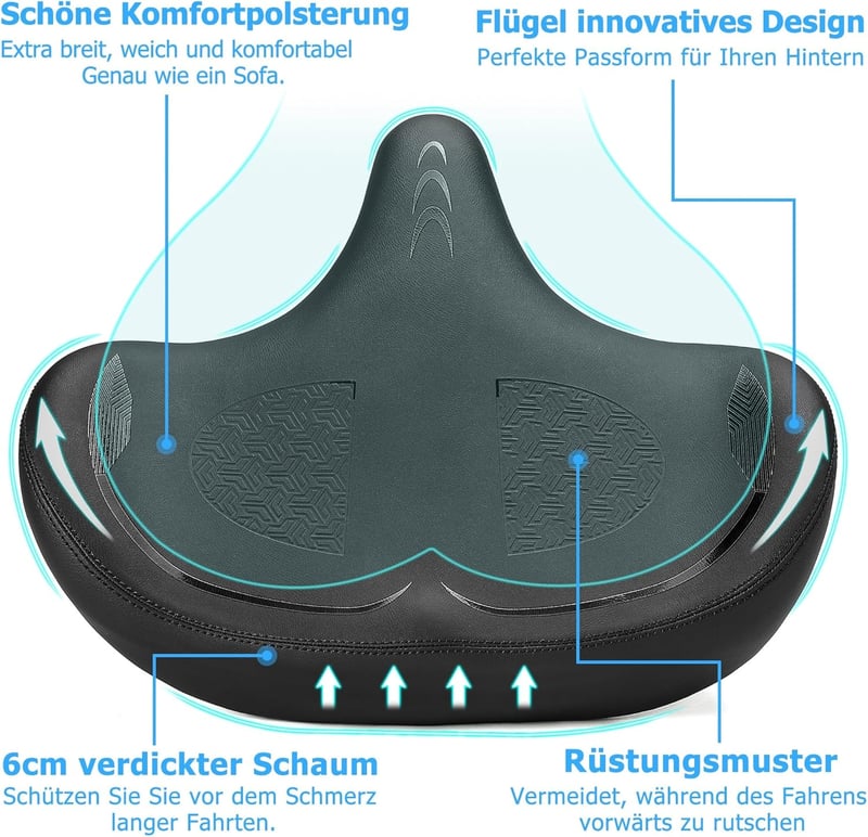 CDYWD Ergonomikus Kerékpár Nyereg Extra Széles Puha Párnázott Férfi Női Univerzális - 2-Black