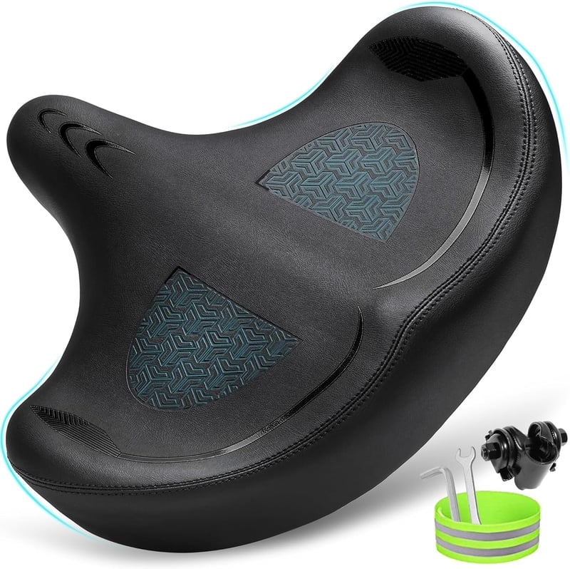 CDYWD Ergonomikus Kerékpár Nyereg Extra Széles Puha Párnázott Férfi Női Univerzális - 2-Black
