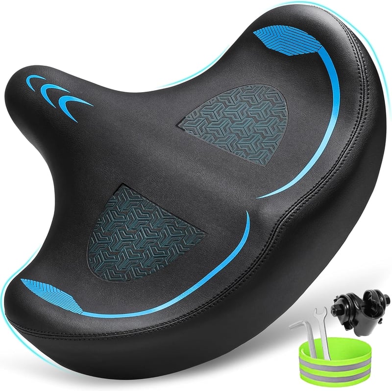 CDYWD Ergonomikus Kerékpár Nyereg Extra Széles Puha Párnázott Férfi Női Univerzális - blue