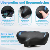 CDYWD Ergonomikus Kerékpár Nyereg Extra Széles Puha Párnázott Férfi Női Univerzális - blue 3