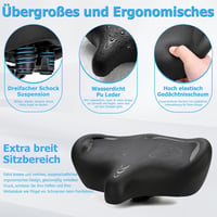 CDYWD Ergonomikus Kerékpár Nyereg Extra Széles Puha Párnázott Férfi Női Univerzális - 2-Black 3