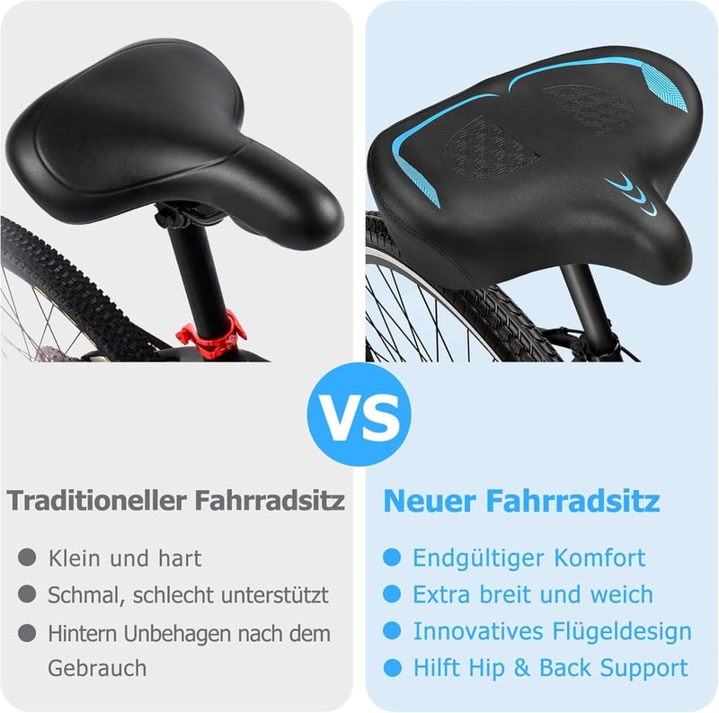 CDYWD Ergonomikus Kerékpár Nyereg Extra Széles Puha Párnázott Férfi Női Univerzális - blue