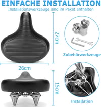 CDYWD ergonomikus kerékpár nyereg férfiaknak és nőknek, széles, puha, rugózott 6