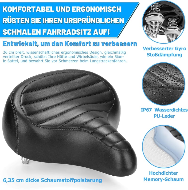 CDYWD ergonomikus kerékpár nyereg férfiaknak és nőknek, széles, puha, rugózott