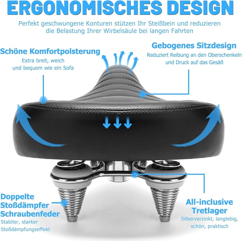 CDYWD ergonomikus kerékpár nyereg férfiaknak és nőknek, széles, puha, rugózott