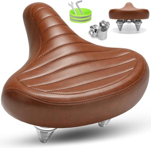 CDYWD széles kényelmes kerékpárnyereg férfiaknak és nőknek puha ergonomikus retro rugózással univerzális csere városi és MTB e bike