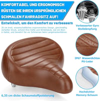 CDYWD ergonomikus kerékpárnyereg uniszex, rugózással - barna 2