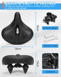 Șa de bicicletă lată CDYWD, extra moale, respirabilă, cu căptușeală ergonomică pentru confort, pentru bărbați și femei, potrivită pentru biciclete de antrenament, de oraș, eBike și mountain bike 7