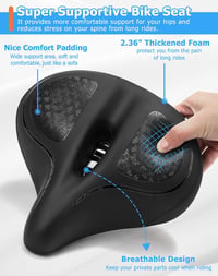Șa de bicicletă lată CDYWD, extra moale, respirabilă, cu căptușeală ergonomică pentru confort, pentru bărbați și femei, potrivită pentru biciclete de antrenament, de oraș, eBike și mountain bike 5