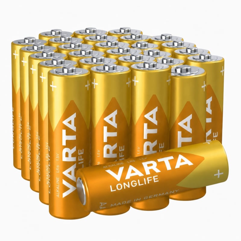Set 23 baterii alcaline AA LR6 Varta Longlife, baterii alkaline durabile pentru uz zilnic