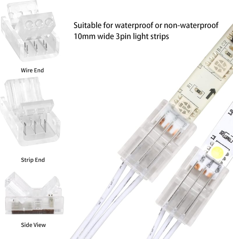 Aroidful 10 db LED szalag csatlakozó és 10 m hosszabbító kábel szett WS2811/WS2812B LED szalagokhoz
