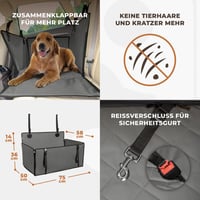 WUGLO Extra Stabil Autós Kutyaülés - Megerősített Falú Vízálló Kutyaülés Kis és Közepes Kutyáknak 4 Rögzítőpánttal - Hátsó Ülésre (L Méret,  - l, gray 6
