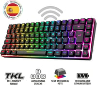 Spirit of Gamer vezeték nélküli Bluetooth TKL gamer billentyűzet, spanyol QWERTY, 65% kompakt 2