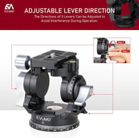 Cap trepied video EVUMO - Cap panoramic 360° cu placă rapidă, pentru GoPro, DSLR și camere video, sarcină maximă 10 kg, mâner reglabil, 47 5