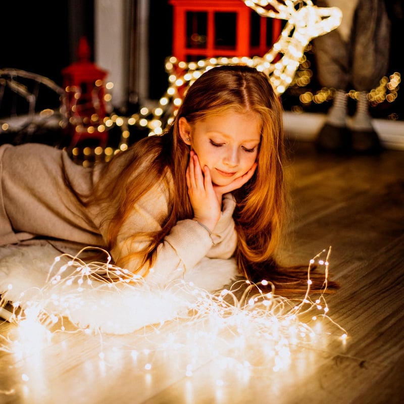 Napelemes kültéri fényfüzér, 2x17m, 150 LED, meleg fehér, vízálló, 8 üzemmód
