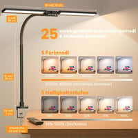 SIBRILLE RGB Dupla Fejes Asztali Lámpa - 22W LED, 80cm, Csíptethető, Távirányítós, Állítható Színhőmérséklet, Szemvédő Monitor Világítás 4