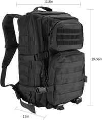 ProCase 40L Katonai Taktikai Hátizsák, Fekete - Nagy Kapacitású Túra és Vadász Táska - Black 3