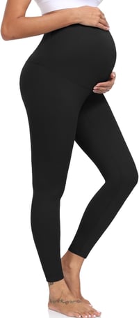 ACTINPUT Kismama Leggings - Magasderekú Fekete Elasztikus Nadrág - Átlátszatlan Kényelmes Viselet Várandós Nőknek - S Méret 1