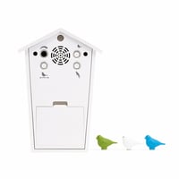 Dizajnové kukučkové hodiny KOOKOO BirdHouse Mini, biele, s funkciou 12 vtáčích zvukov – poškodené, na náhradné diely/opravu (stav: pozri 2. obrázok) 1