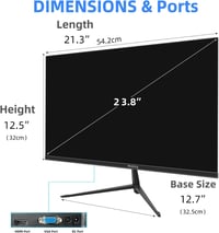 Wstirhy 24" Full HD IPS Monitor - 75Hz, 5ms, HDMI/VGA Csatlakozás, Vékony Keret, Falra Szerelhető, Otthoni és Irodai Használatra, Fekete 6