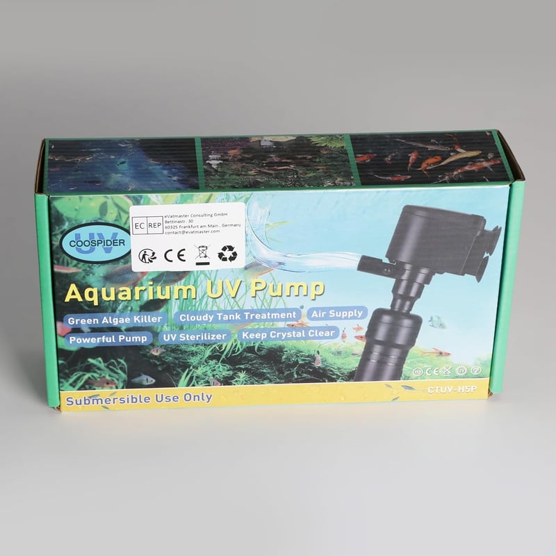 Aquarium UV szűrő és szivattyú 1200L/h - Algaölő, kristálytiszta vízhez 150-380L akváriumokhoz