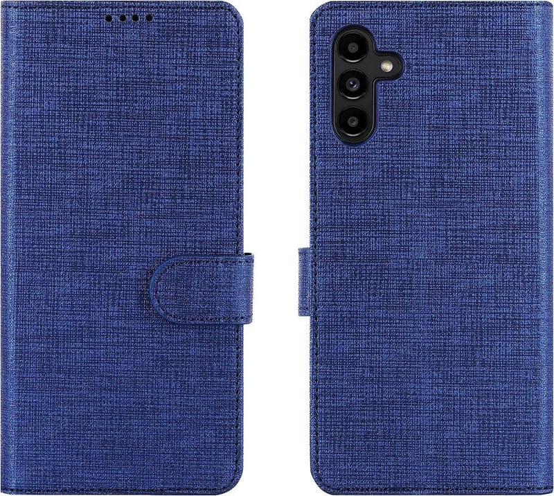 Samsung Galaxy A13 5G Kék Vászon Tok Mágneses Kártyatartóval