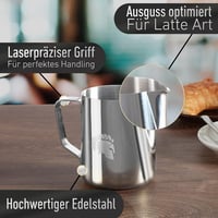 Barista Legends Tejkiöntő Szett - Rozsdamentes Acél 350ml + 600ml - Fényesített Tejhabosító Kancsó Latte Art Készítéshez - Barista Kiegészít 4