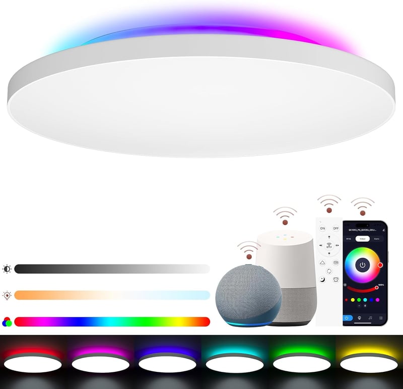 LUTW 24W RGB LED mennyezeti lámpa, okos, távirányítós, Alexa kompatibilis, 28cm