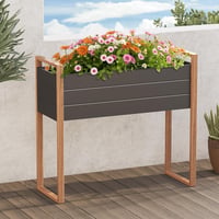 Grand patio Fém Magaságyás Kert - Időjárásálló Virágláda Drénlyukakkal, Erkélyre és Kültérre (100 x 38 x 91 cm, Fekete) 1