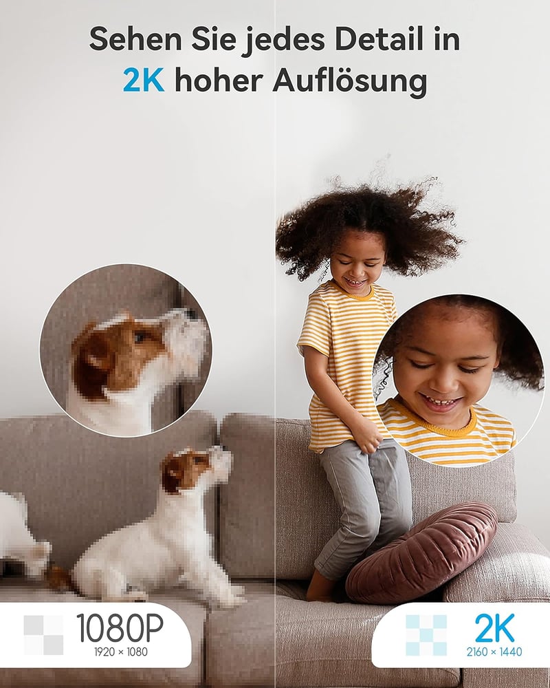 Blurams 360°-os 2K WiFi beltéri kamera, Alexa-kompatibilis, éjjellátó, háziállat figyelő