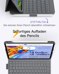 Inateck ultrakönnyű iPad billentyűzetes tok - 10. gen, Air 5/4, Pro 11 - QWERTZ 6