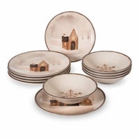 Set de masă de Crăciun H&H Cinnamon Glow din ceramică cu decorațiuni în stil nordic, set parțial de 11 piese (incomplet, din set) 2