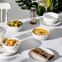 MALACASA 4 darabos porcelán tál szett krémfehér 750ml - leveses tálak rizs gabonafélék desszert salátához mikrózható mosogatógépben mosható 4