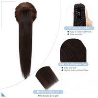 SEGO Valódi Hajból Készült Lófarok Kiterjesztés, 55cm, 120g, Sötét Barna 4