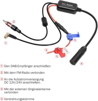 DAB/FM autórádió antennajelerősítő, 12V - utólag beszerelhető rádiókhoz 4