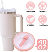 Gurfzcyuoo Stanley Pohár Fedél 40 oz Bögrékhez, 2 db Szivárgásmentes Tető 2 Szívószállal, Újrahasználható Porvédő Kiegészítő 4