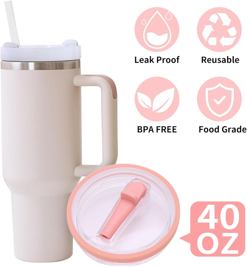 Gurfzcyuoo Stanley Pohár Fedél 40 oz Bögrékhez, 2 db Szivárgásmentes Tető 2 Szívószállal, Újrahasználható Porvédő Kiegészítő