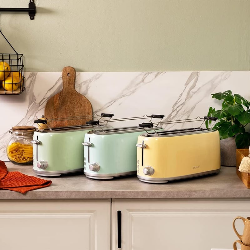 Cecotec 4 szeletes kenyérpirító retro zöld 1630W rozsdamentes acél
