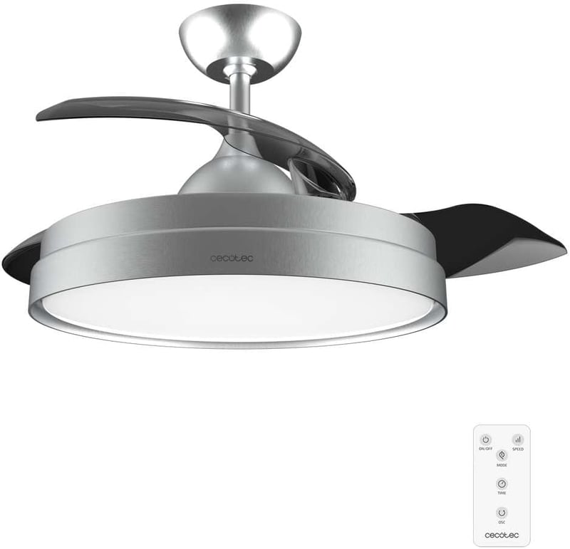 Cecotec Aero 4280 Összecsukható Lapátú Mennyezeti Ventilátor LED Lámpával 106cm - Stainlesssteel
