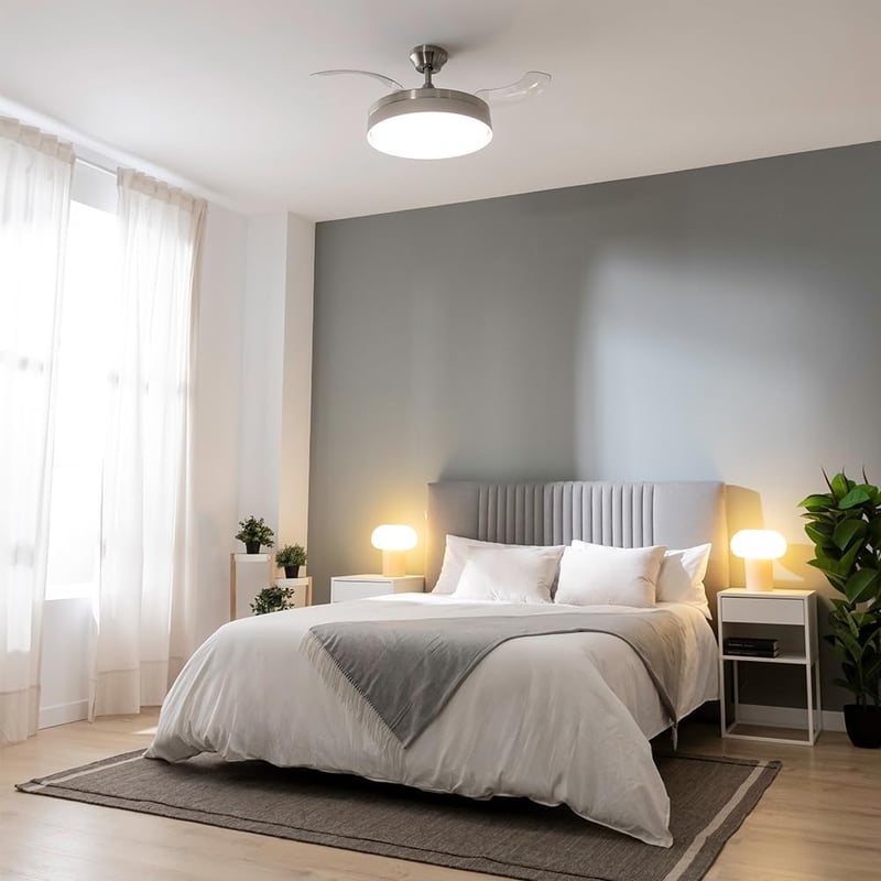 Cecotec Aero 4280 Összecsukható Lapátú Mennyezeti Ventilátor LED Lámpával 106cm - Stainlesssteel