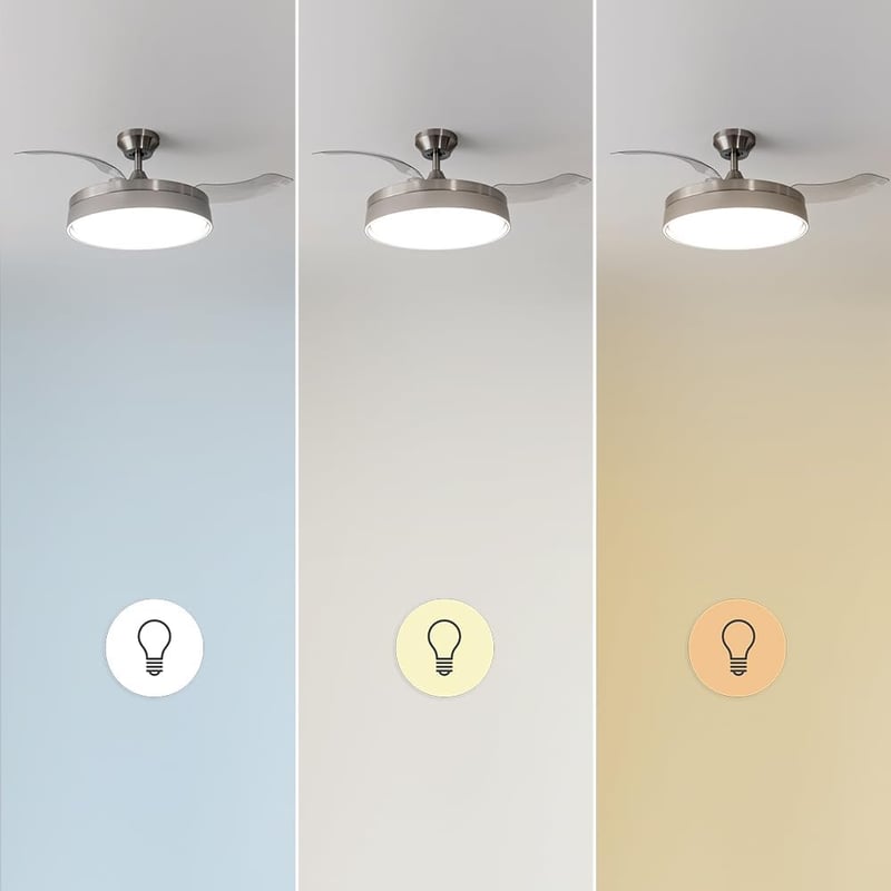 Cecotec Aero 4280 Összecsukható Lapátú Mennyezeti Ventilátor LED Lámpával 106cm - Stainlesssteel