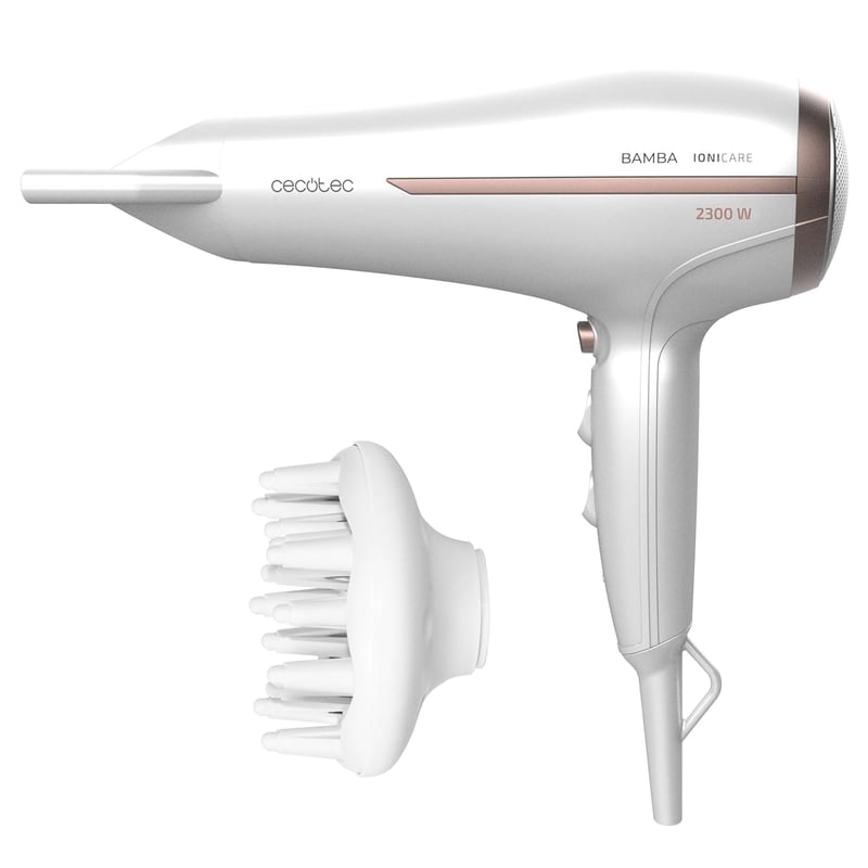 Cecotec Bamba IoniCare 5200 Aura 2300W ionos hajszárító diffúzorral és koncentrátorral - White, Motor DC