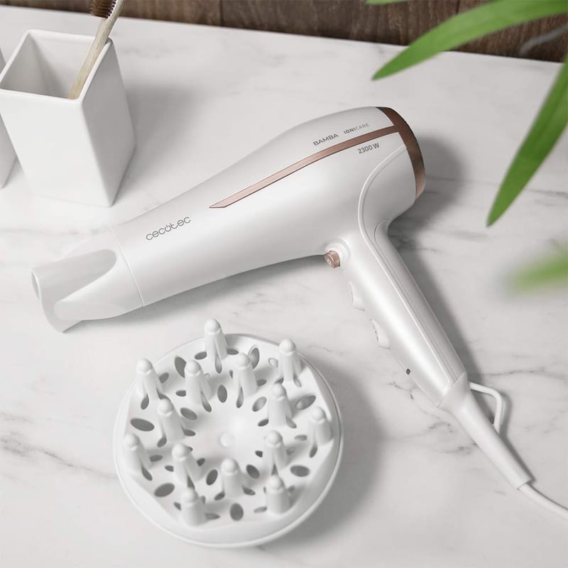 Cecotec Bamba IoniCare 5200 Aura 2300W ionos hajszárító diffúzorral és koncentrátorral - White, Motor DC