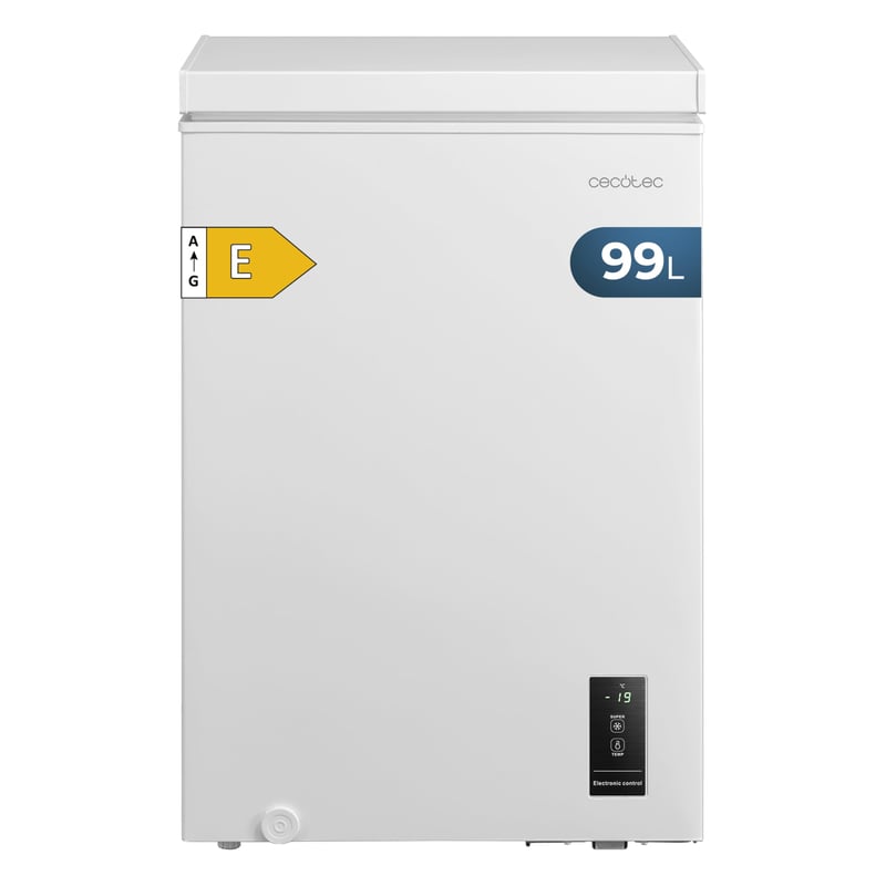 Ladă frigorifică orizontală Cecotec Bolero CoolMarket Chest 99P albă, 99L, control electronic LED, Fast Freezing, ușă ZeroG, compactă