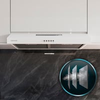 Hotă Cecotec Bolero Flux CM 602200, 60 cm, albă, capacitate de absorbție 220 m3/h, motor 70 W, control mecanic, 3 trepte de viteză 7