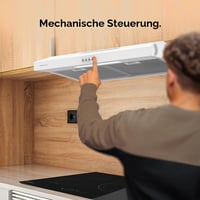 Hotă Cecotec Bolero Flux CM 602200, 60 cm, albă, capacitate de absorbție 220 m3/h, motor 70 W, control mecanic, 3 trepte de viteză 9